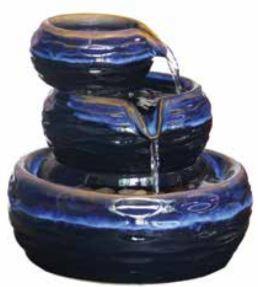 Tabletop Rippled Bowl Tiered Fountain - Blue