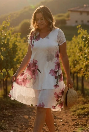 Floral Print Cap Sleeve Dress