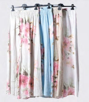 Wide Leg Floral Linen Pant