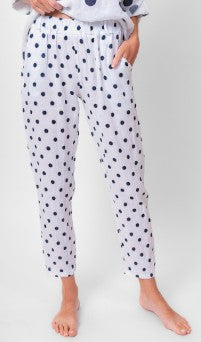 Linen Pants with Blue Polka Dots