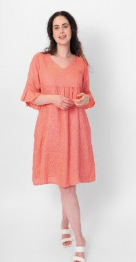 Print Dress with Ruffle Sleeves