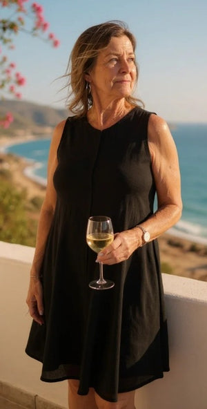 Sleeveless Linen Bias Cut Dress