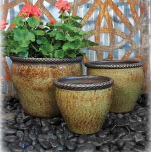 Planter - Rustic Belly with Rope Rim